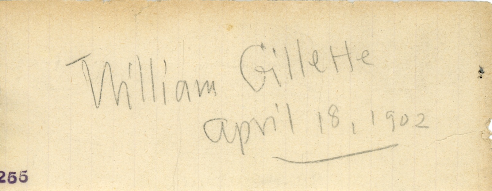 GILLETTE — Fine large signature and date in pencil | Sophie Dupré Autographs