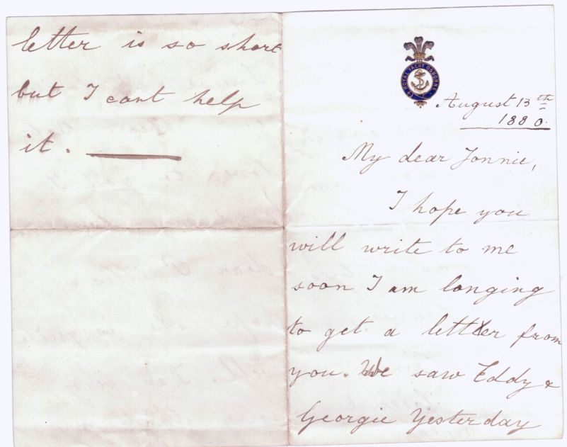 MAUD — Fine early Autograph Letter Signed ('Harry') to her nanny 'My dear Jonnie', | Sophie Dupré Autographs
