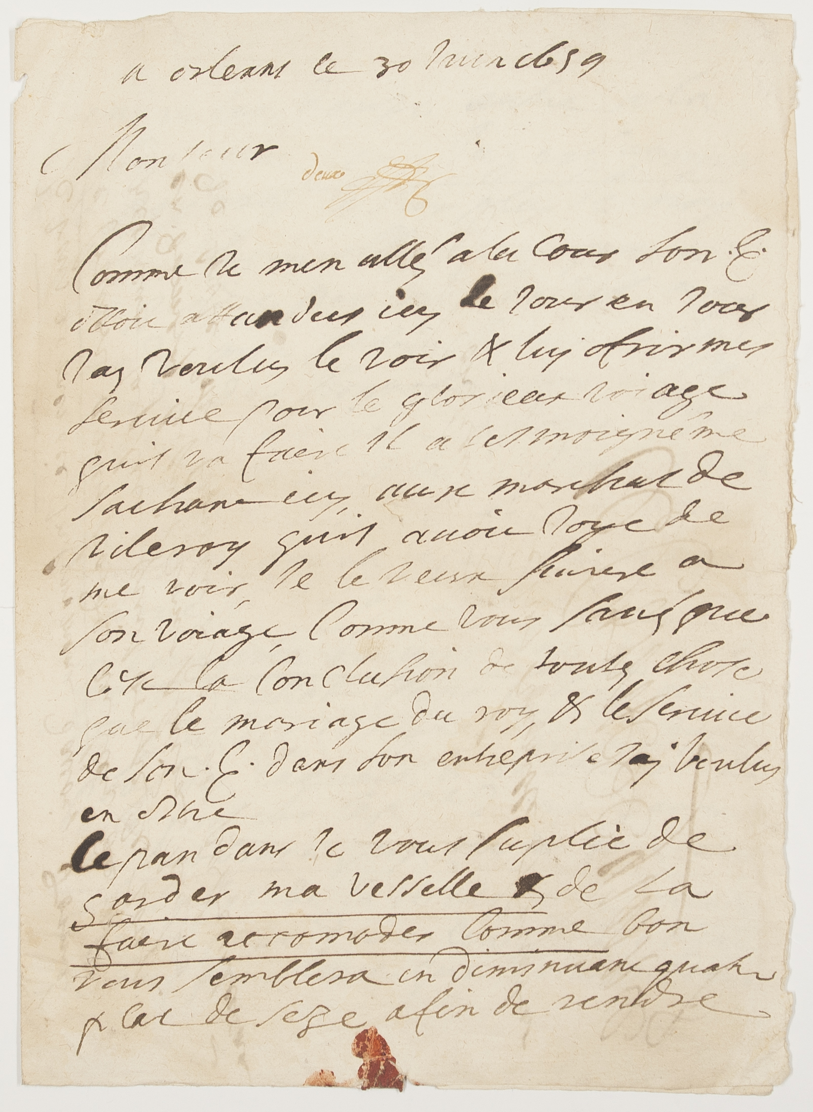 QUINCÉ — Autograph letter signed, in French with translation, | Sophie Dupré Autographs
