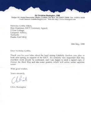 BONINGTON — Typed Letter Signed to Nicholas Griffin, | Sophie Dupré Autographs