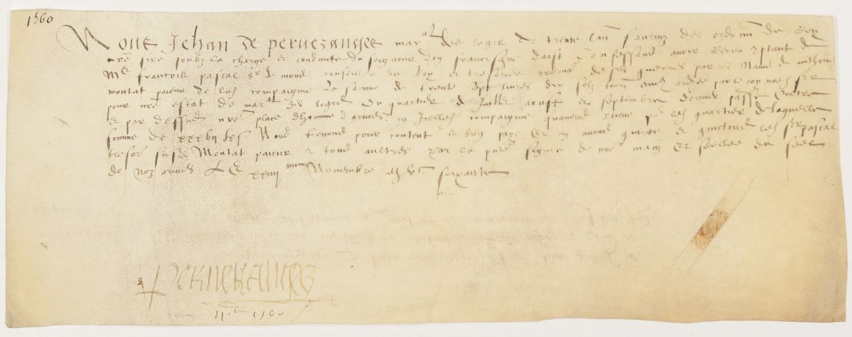 PERVERANGES — Document in French, with translation, signed, | Sophie Dupré Autographs