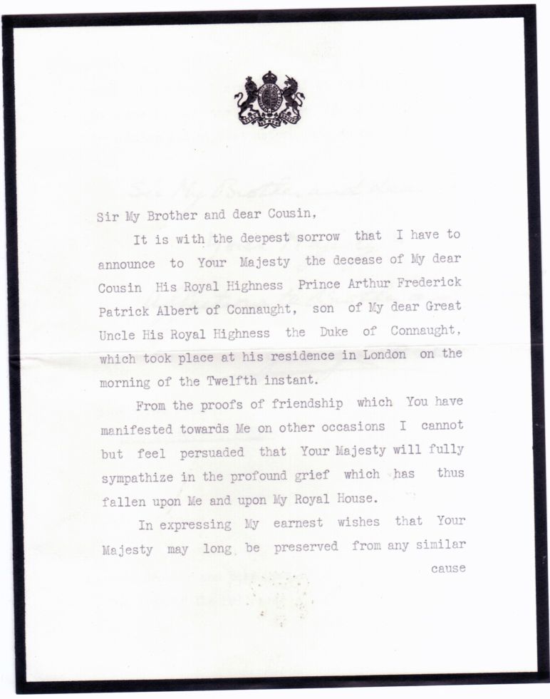 GEORGE VI — Superb typed letter signed with autograph subscription to Sir My Brother and Dear Cousin Your Majesty's Affectionate Brother and Cousin,  GEORGE II | Sophie Dupré Autographs