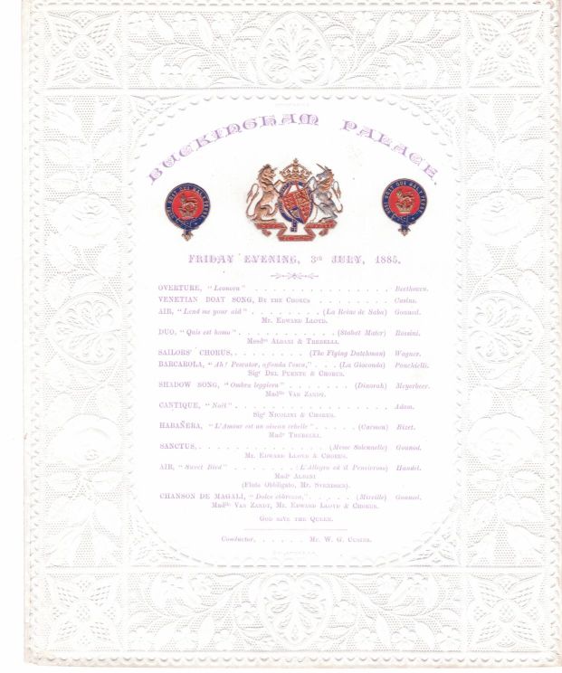 BUCKINGHAM PALACE PROGRAMME — Fine programme for an evening concert at the Palace, | Sophie Dupré Autographs