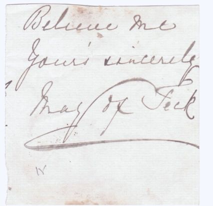 MARY — Signature and subscription taken from Autograph Letter Signed, | Sophie Dupré Autographs