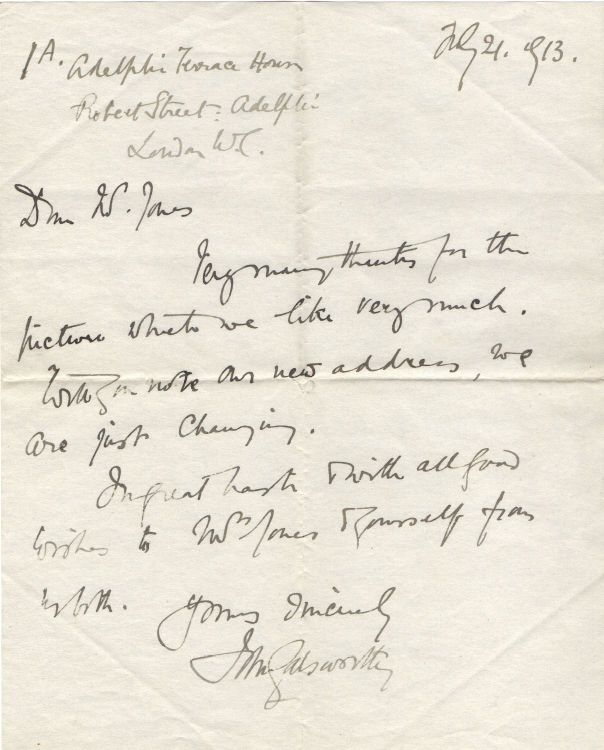 GALSWORTHY — Autograph Letter Signed to W.H.Jones, | Sophie Dupré Autographs
