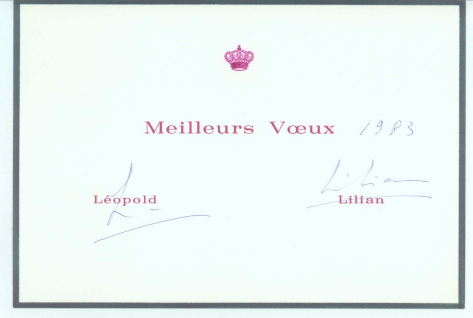 LEOPOLD III — Signatures on Meilleurs Voeux (Best Wishes) New Year card, | Sophie Dupré Autographs
