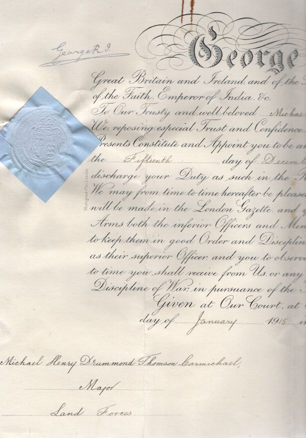 [GEORGE V — Pair of temporary Commission Documents signed at the head with stamped signatures | Sophie Dupré Autographs
