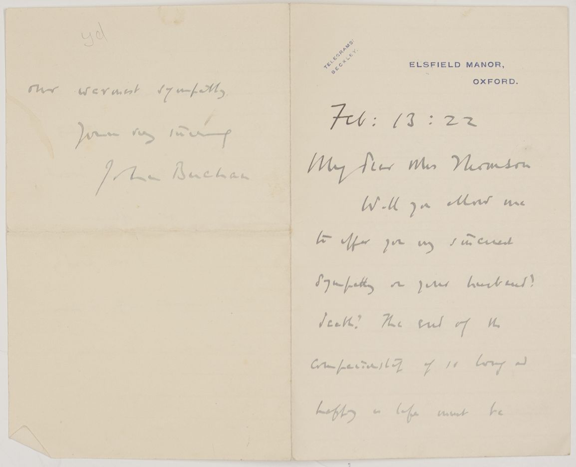 BUCHAN — Fine Autograph Letter Signed to Mrs Thomson | Sophie Dupré Autographs