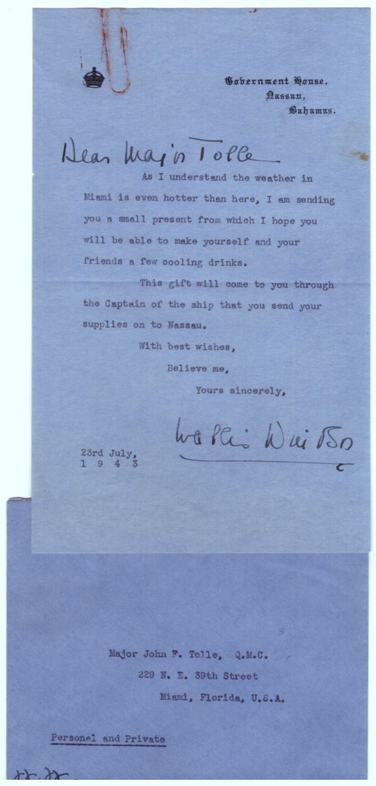WINDSOR — Typed Letter Signed with autograph salutation to Dear Major Tolle | Sophie Dupré Autographs