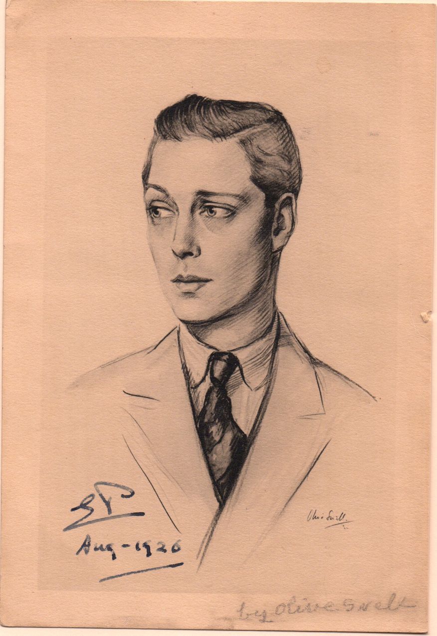 EDWARD VIII — Unusual photograph of a drawing of the Prince of Wales by Olive Snell, | Sophie Dupré Autographs
