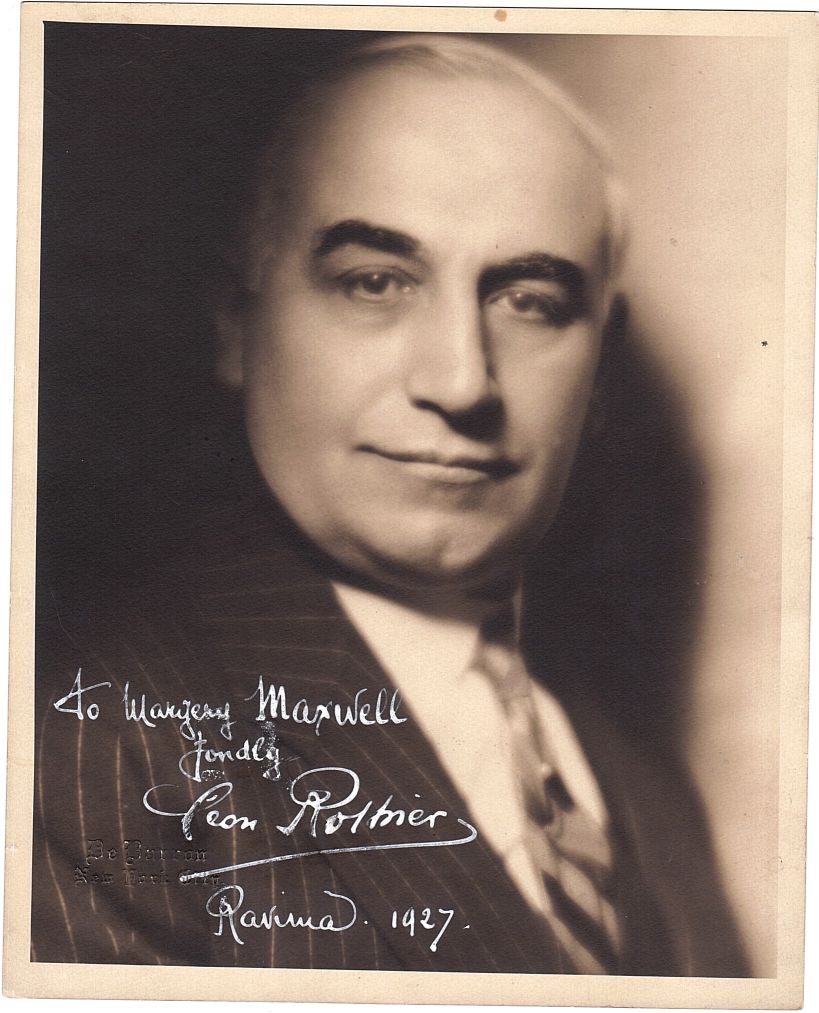 ROTHIER — Exceptionally fine large sepia photo by De Barron in New York City, signed, inscribed | Sophie Dupré Autographs