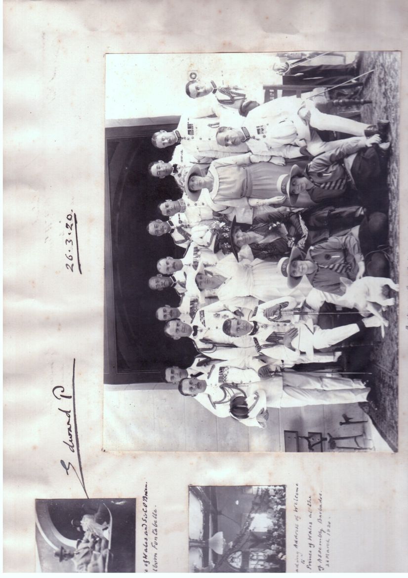 EDWARD VIII — Remarkable page of photos from the Prince's trip to Barbodos, signed and dated above the largest image | Sophie Dupré Autographs