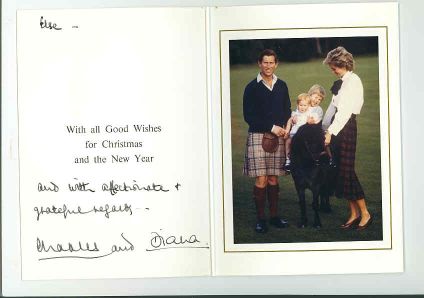 CHARLES III — Christmas Card signed by both and inscribed by the Prince to Else, | Sophie Dupré Autographs