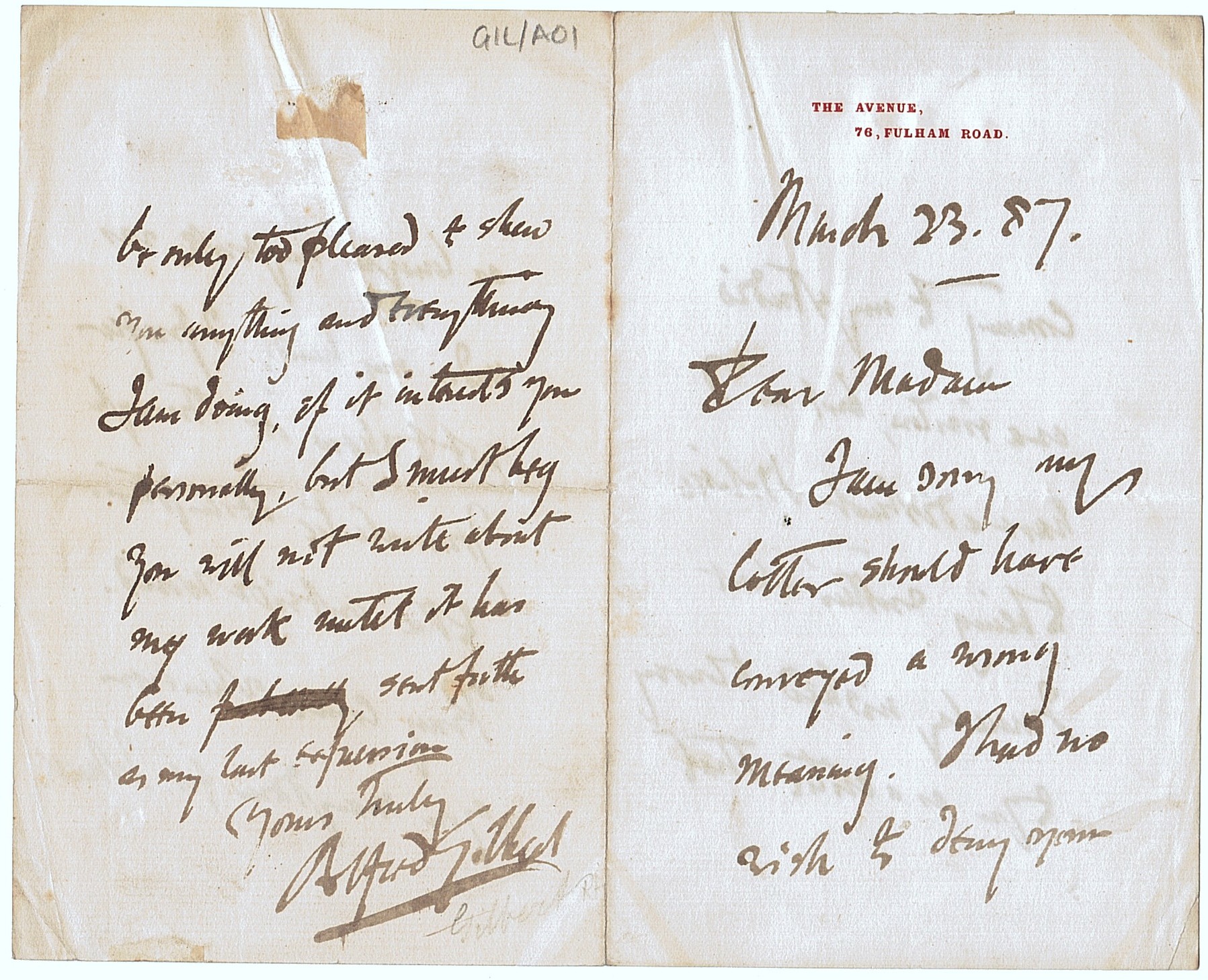 GILBERT — Long Autograph Letter Signed to Madam | Sophie Dupré Autographs