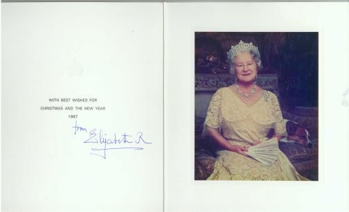 ELIZABETH — Fine Christmas Card signed, | Sophie Dupré Autographs