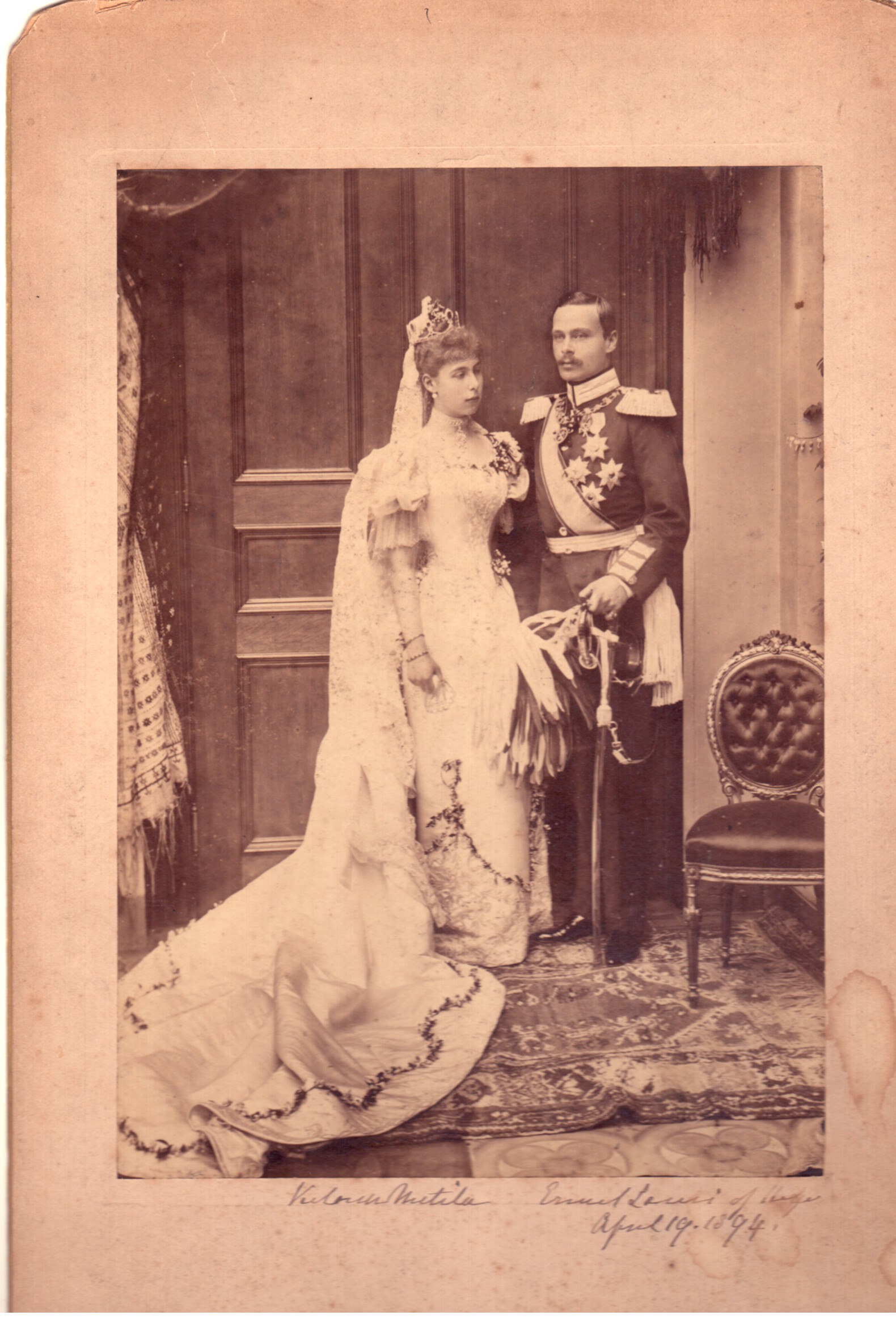 VICTORIA MELITA — Superb photo by E. Uhlenhuth of Coburg, signed by Victoria who has also put in her new husband's name and the date, | Sophie Dupré Autographs