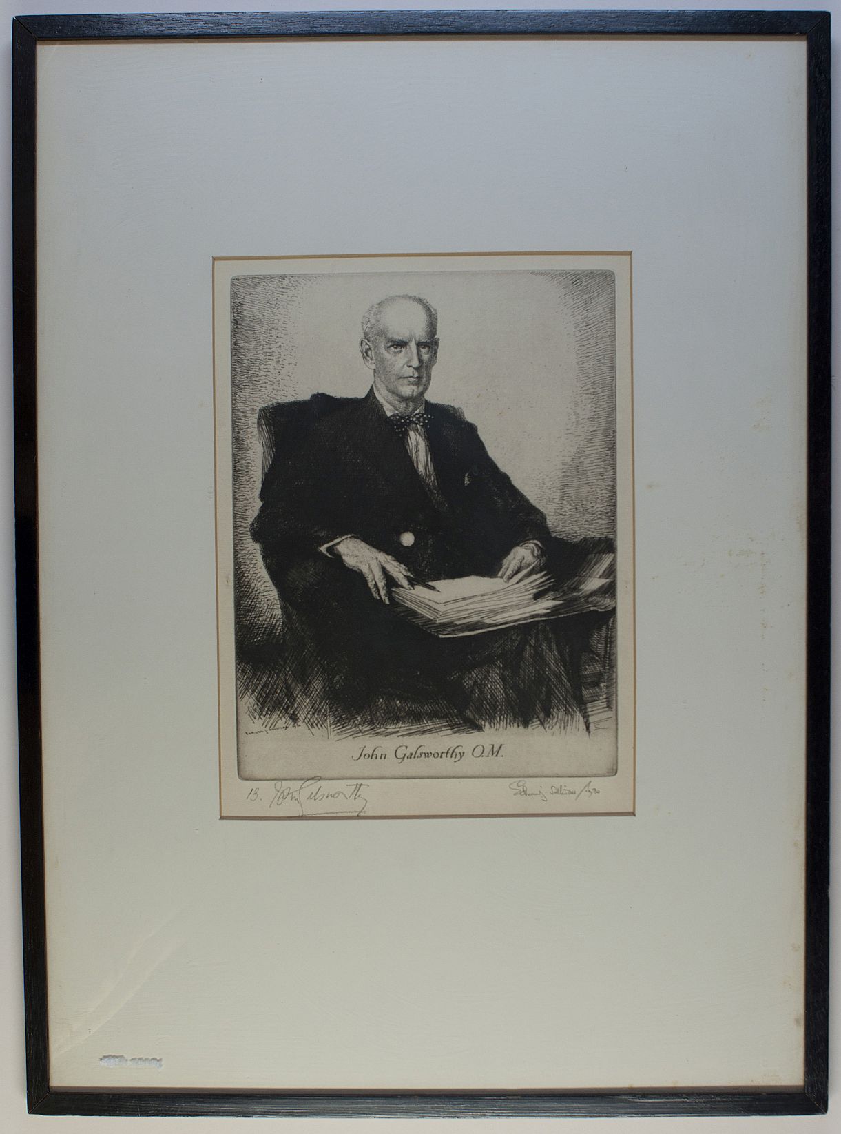 GALSWORTHY — Superb large etching by Sullivan, signed in pencil on the mount by the artist and his sitter | Sophie Dupré Autographs