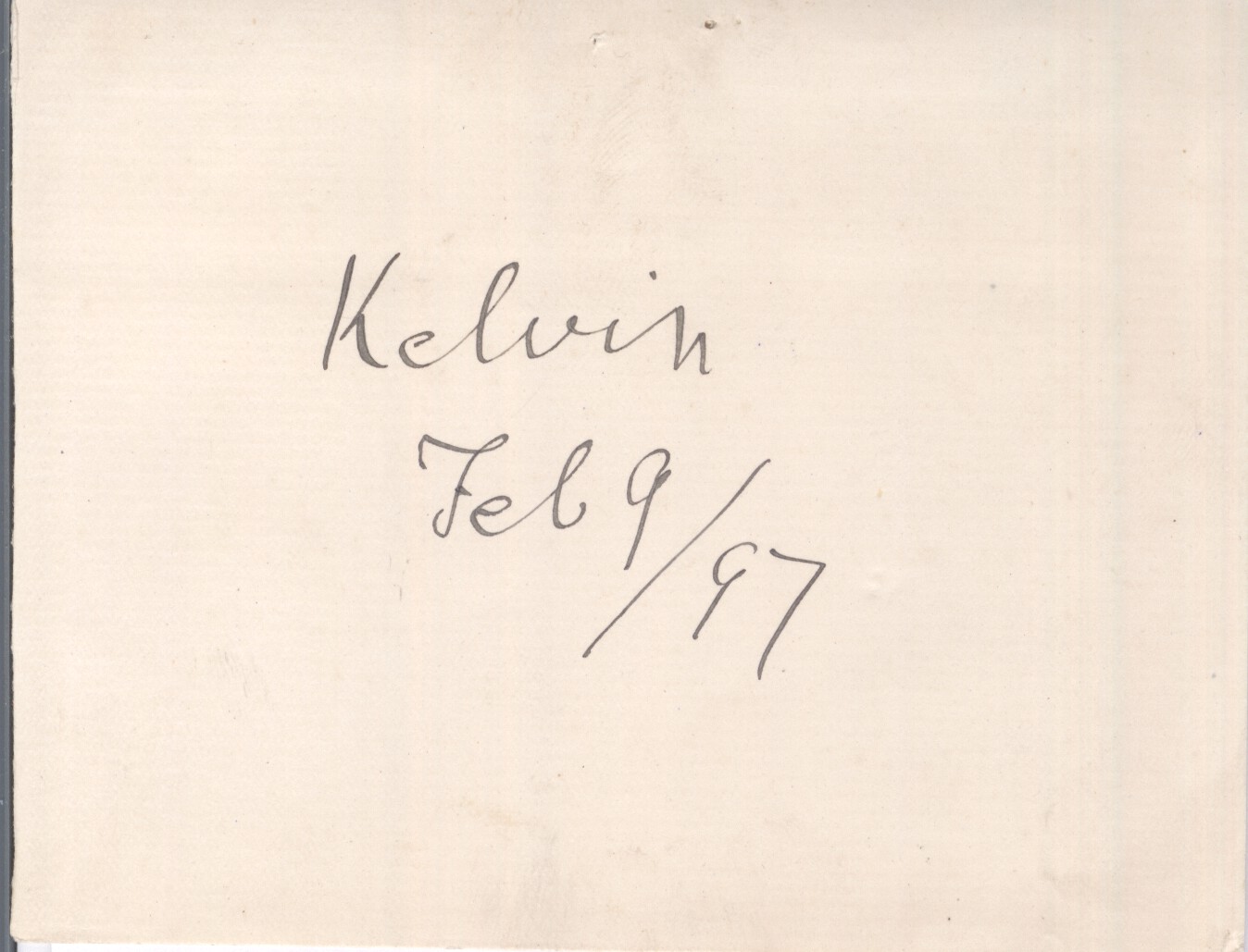KELVIN — Signature 'Kelvin' and date | Sophie Dupré Autographs