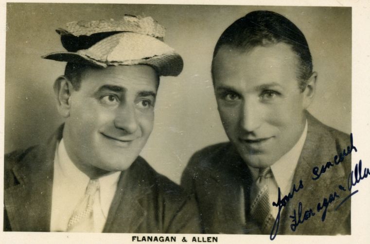 FLANAGAN — Vintage postcard photo, signed for both by Allen, | Sophie Dupré Autographs