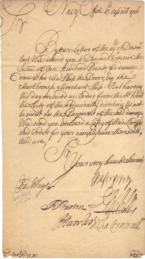 WAGER — Letter signed as comptroller of the Navy, with the other official signatures | Sophie Dupré Autographs