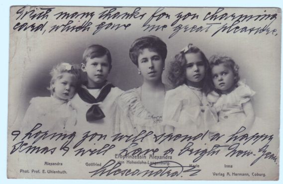 ALEXANDRA — Postcard photo with autograph note, | Sophie Dupré Autographs