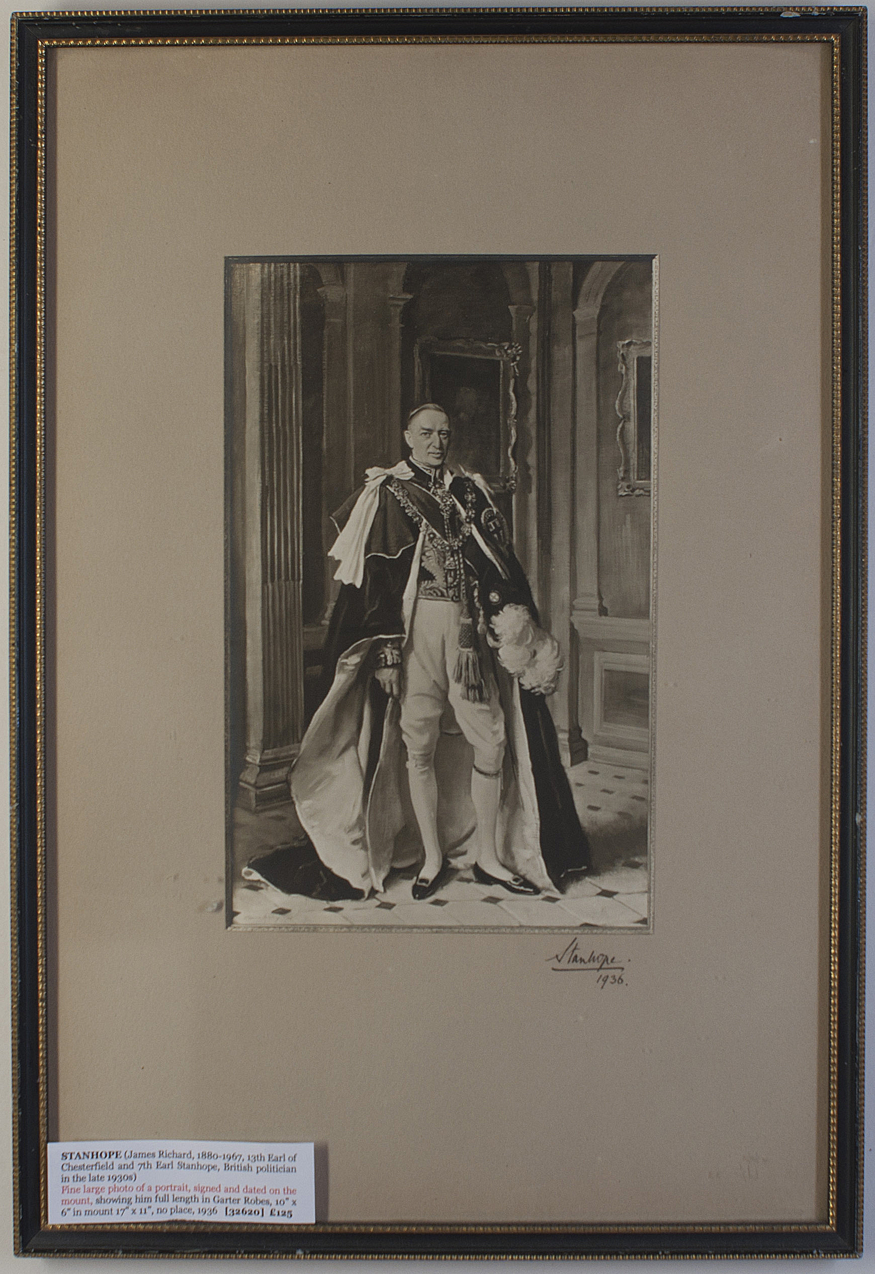 STANHOPE — Fine large photo of a portrait, signed and dated on the mount, | Sophie Dupré Autographs