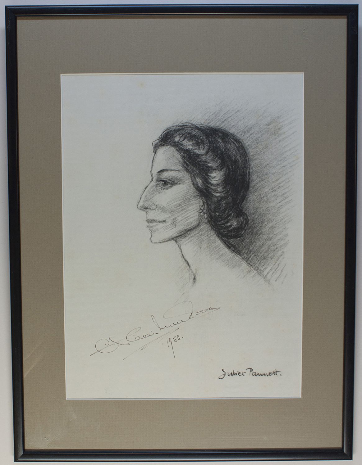 MARKOVA — Charcoal Portrait of Markova by Pannett signed by the sitter and the artist and dated by the sitter, | Sophie Dupré Autographs