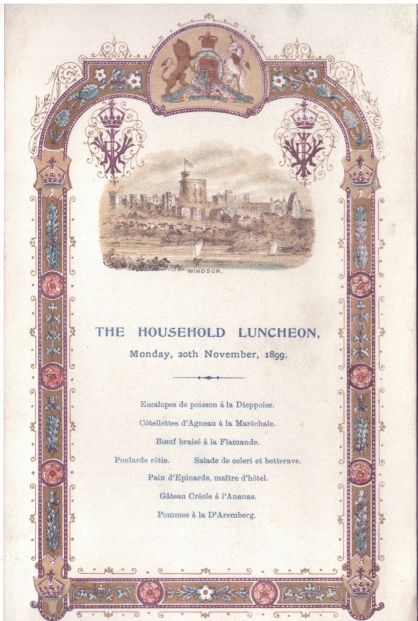 [VICTORIA — Finely decorated menu for The Household Luncheon | Sophie Dupré Autographs