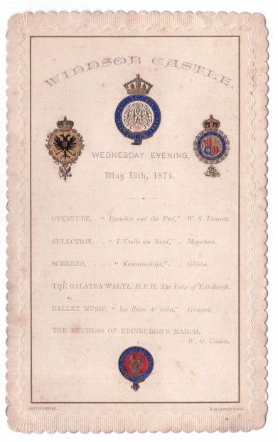[VICTORIA — Fine programme of entertainment for the evening of the arrival of Tsar Alexander II and his entourage at Windsor, | Sophie Dupré Autographs