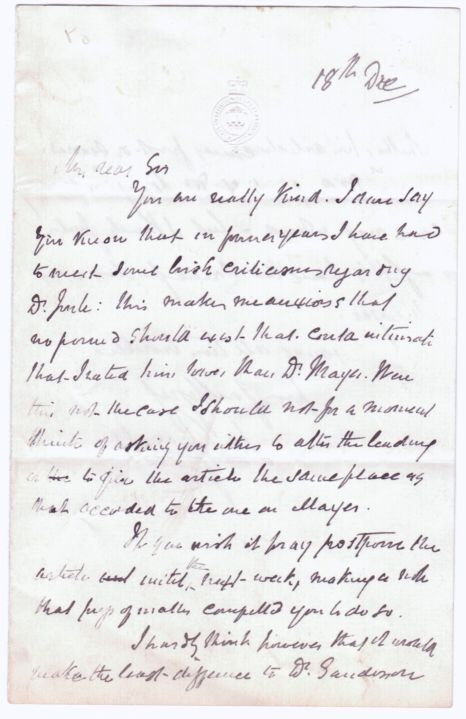 TYNDALL — Autograph Letter Signed to an unnamed correspondent, (probably Normal Lockyer), | Sophie Dupré Autographs
