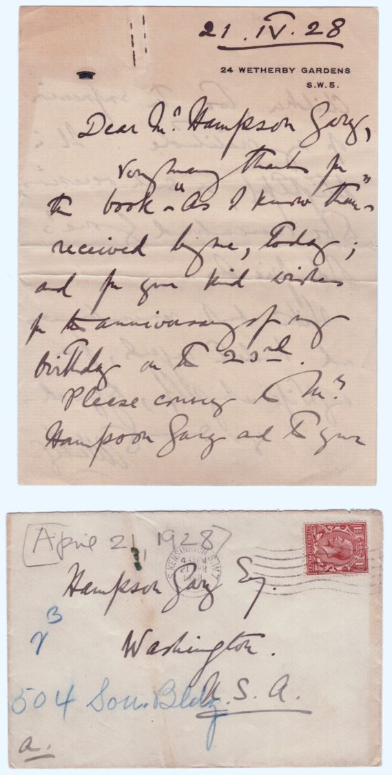 ALLENBY — Autograph Letter Signed 'Allenby' to Hampson GARY, | Sophie Dupré Autographs