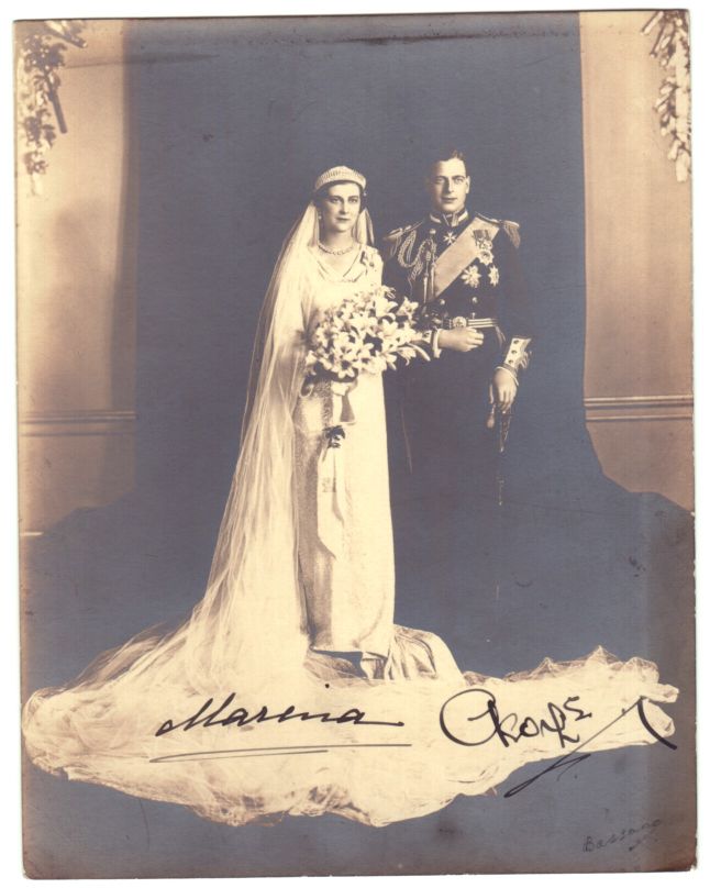 GEORGE — Marvellous wedding Photo by Bassano signed by both | Sophie Dupré Autographs