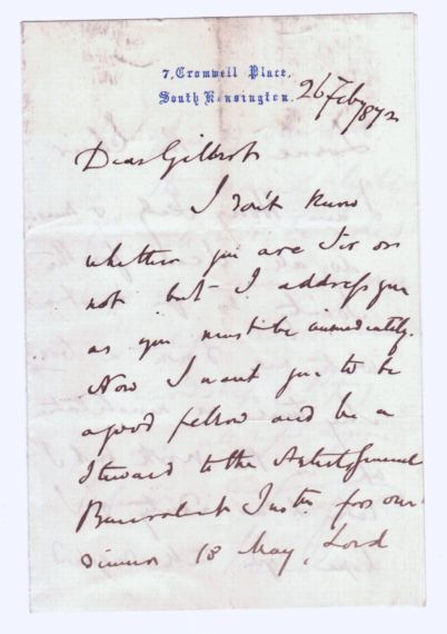 MILLAIS — Fine autograph letter signed to 'Dear Gilbert', | Sophie Dupré Autographs