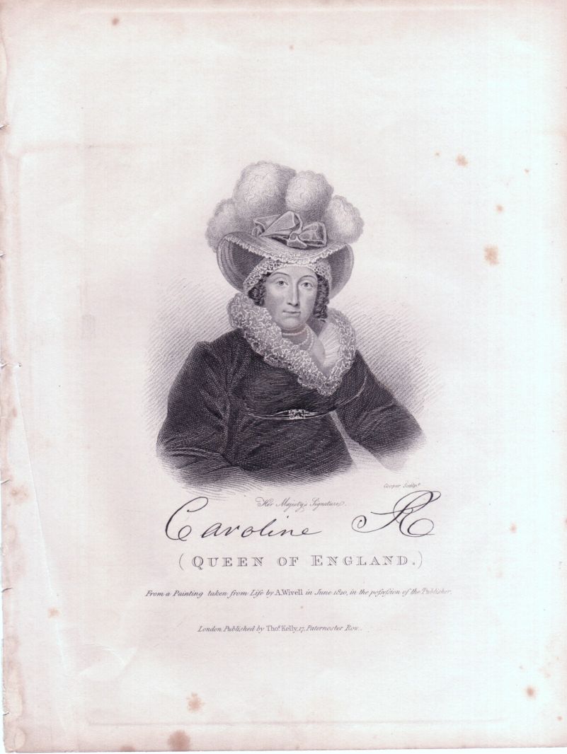 [CAROLINE AMELIA ELIZABETH — Original engraving | Sophie Dupré Autographs