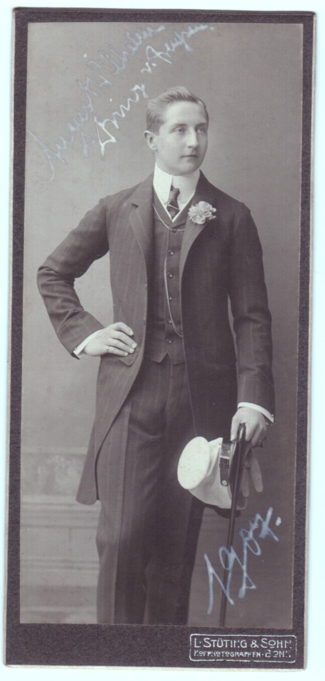 AUGUST WILHELM — Fine Photograph by L. Stuting & Sohn, signed in white ink and dated | Sophie Dupré Autographs