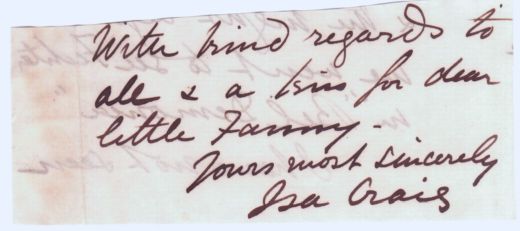 CRAIG — Signature and end of an Autograph letter signed | Sophie Dupré Autographs