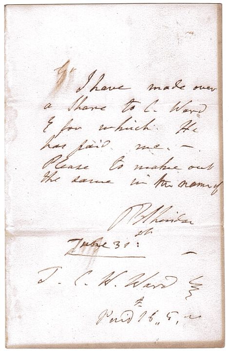 SHERIDAN — Autograph Instruction Signed to T. C. W. Ward | Sophie Dupré Autographs