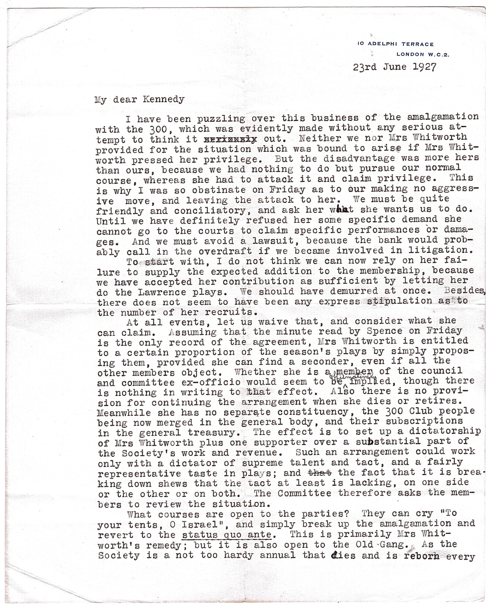 SHAW — Remarkable long Typed Letter Signed to My dear Kennedy with lengthy autograph postscript | Sophie Dupré Autographs