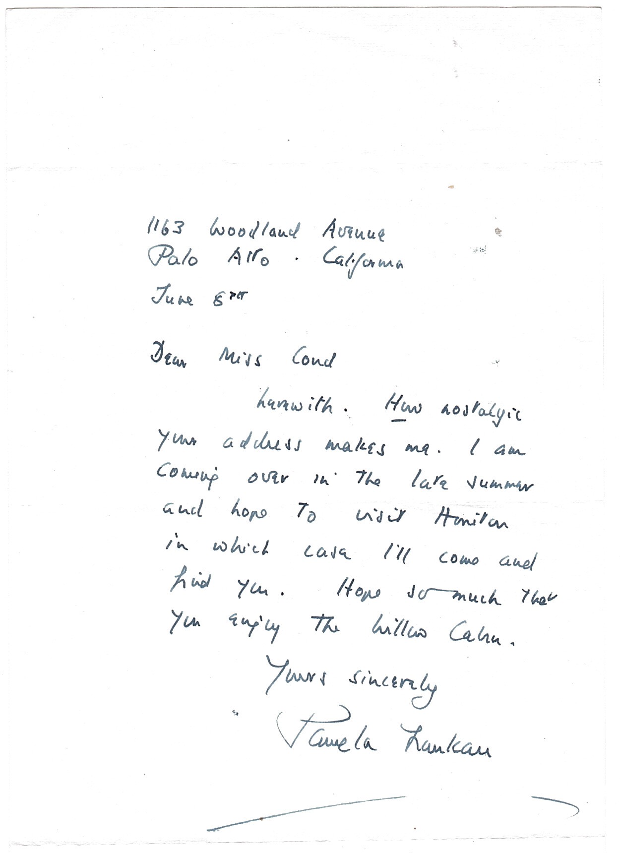 FRANKAU — Autograph Letter Signed to Eileen Cond, | Sophie Dupré Autographs