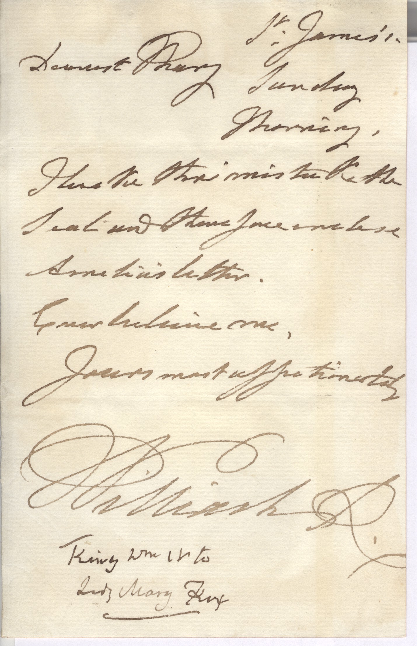 WILLIAM IV — Fine  Autograph Letter Signed as King 'William R' to 'Dearest Mary' | Sophie Dupré Autographs