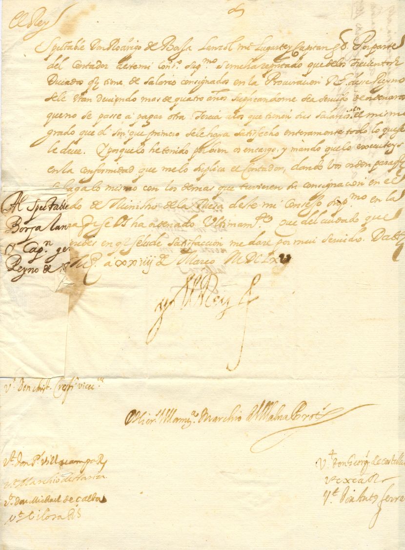 PHILIP IV — Clerk Written Document in Spanish, signed with a stamped signature 'Yo El Rey' to Rodrigo de Borja Lanzol, | Sophie Dupré Autographs