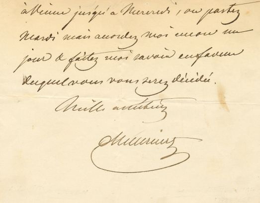 METTERNICH — The final part of an Autograph Letter in French Signed to Princess Lieven | Sophie Dupré Autographs