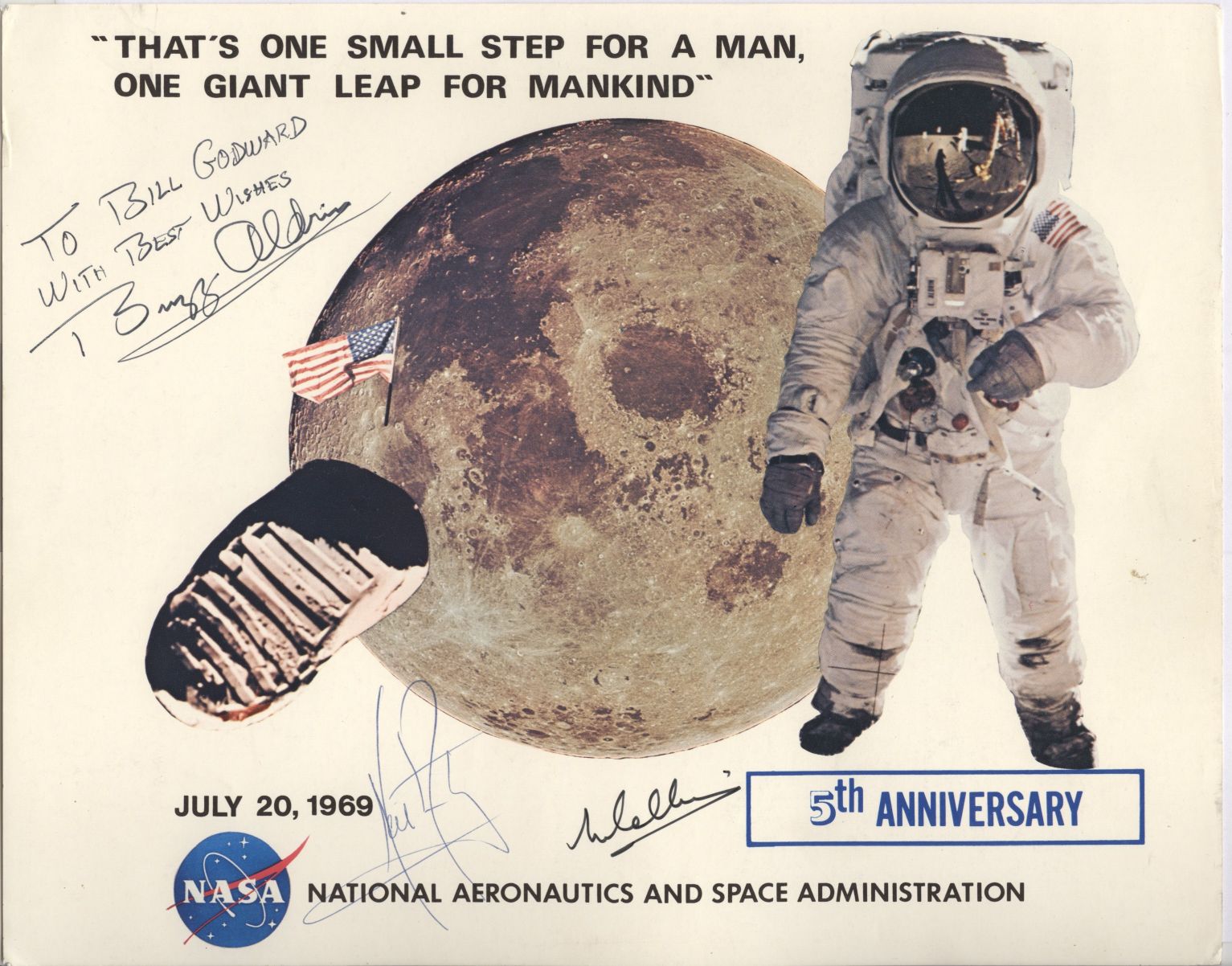 (Neil A., 1930-2012, American Astronaut, 1st Man on the Moon), Buzz ALDRIN (Edwin E., American Astronaut) & Michael COLLINS (b.1930, Former American Austronaut) — Sophie Dupré Autographs