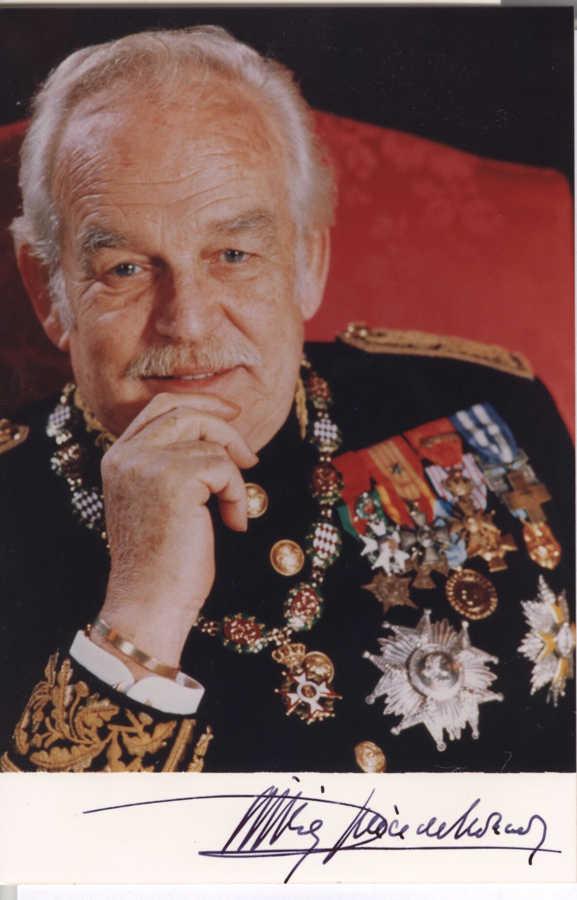 RAINIER III — Fine coloured postcard photo boldly signed by the Prince | Sophie Dupré Autographs