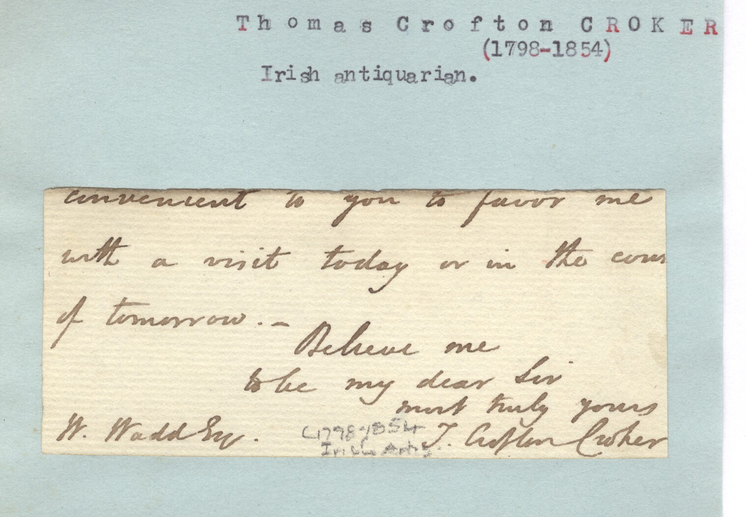 CROKER — Signature and end of an ALS to Mr Wadd | Sophie Dupré Autographs