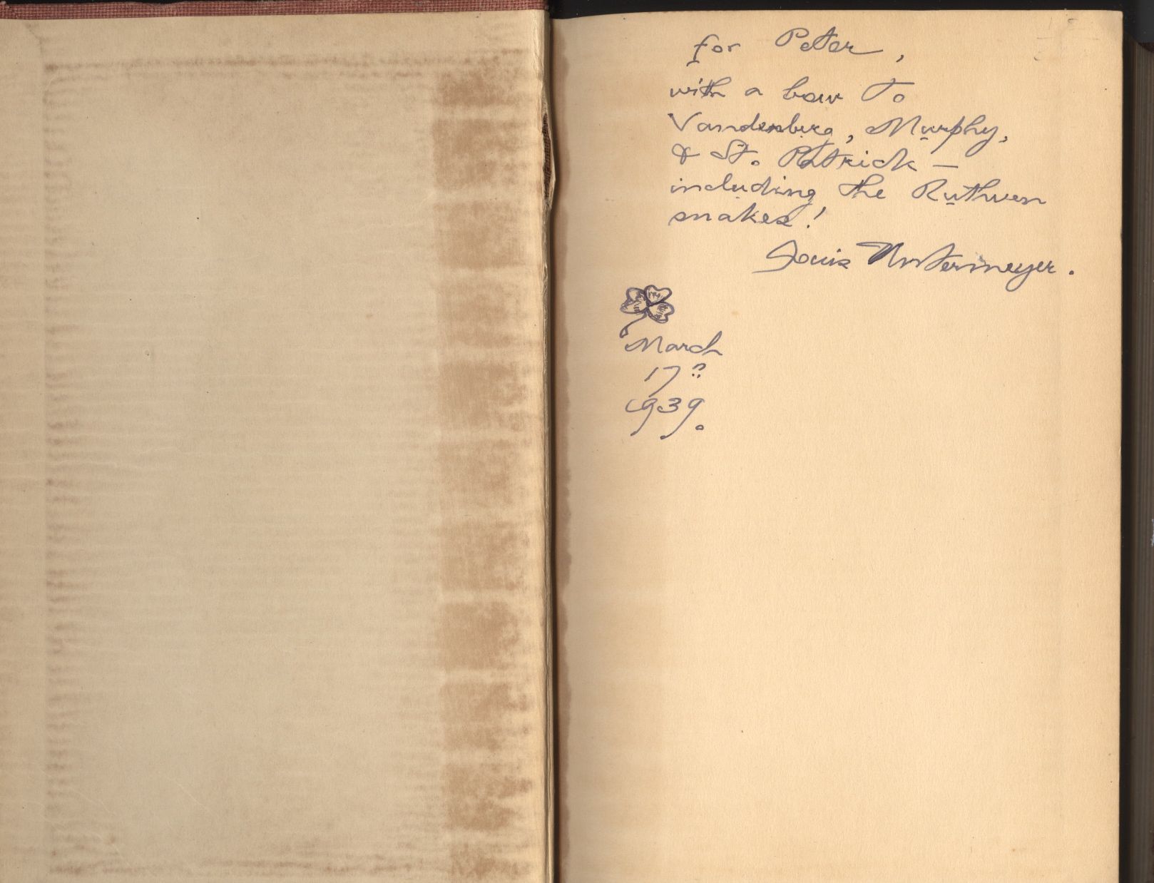 UNTERMEYER — Selected Poems and Parodies signed and inscribed on the front free endpaper | Sophie Dupré Autographs