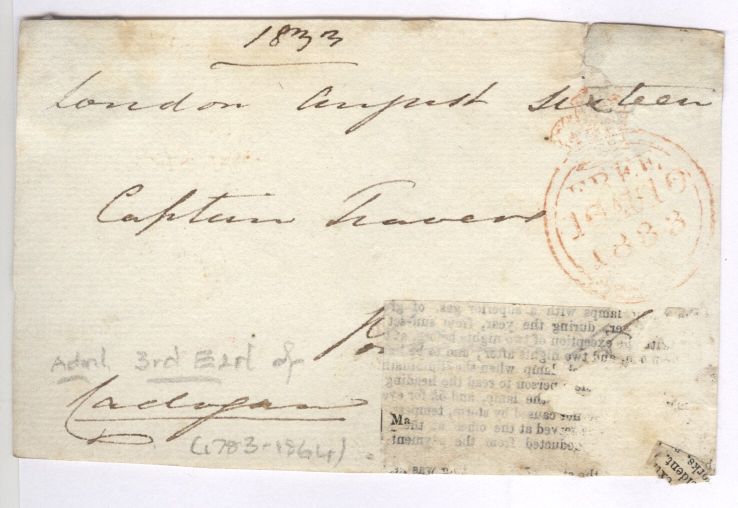 CADOGAN — Frank signed addressed to Captain Travers | Sophie Dupré Autographs