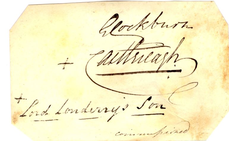 CASTLEREAGH — Signatures together on vellum | Sophie Dupré Autographs