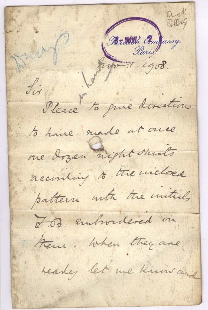 BERTIE — Letter Signed to the secretary of the Civil Service Cooperative Society | Sophie Dupré Autographs