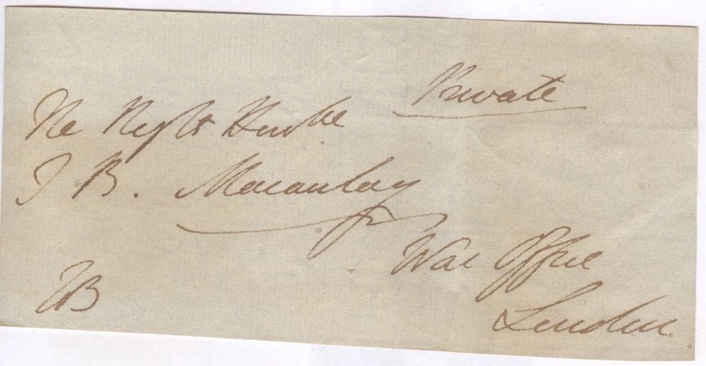 MACAULAY — Autograph address front Signed with initials | Sophie Dupré Autographs